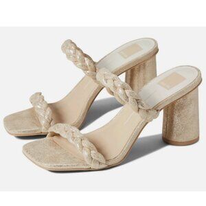 Dolce Vita Nairi Woven Light Gold Metallic Stella Heel Braided Strappy Sandal 8M